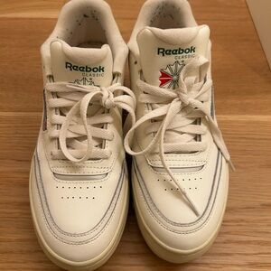 Reebok Women’s Club C Extra Shoes- Cream with Red and Green Details